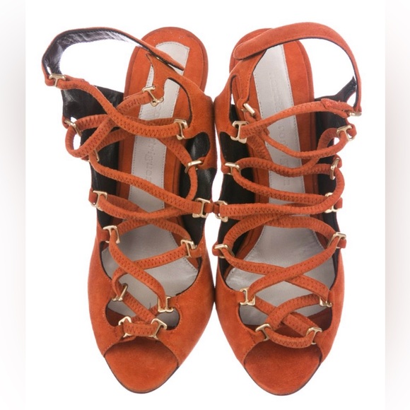 NARCISO RODRIGUEZ Suede Caged Lace Sandals - Size 37 - NWT + Rare! - Picture 2 of 10